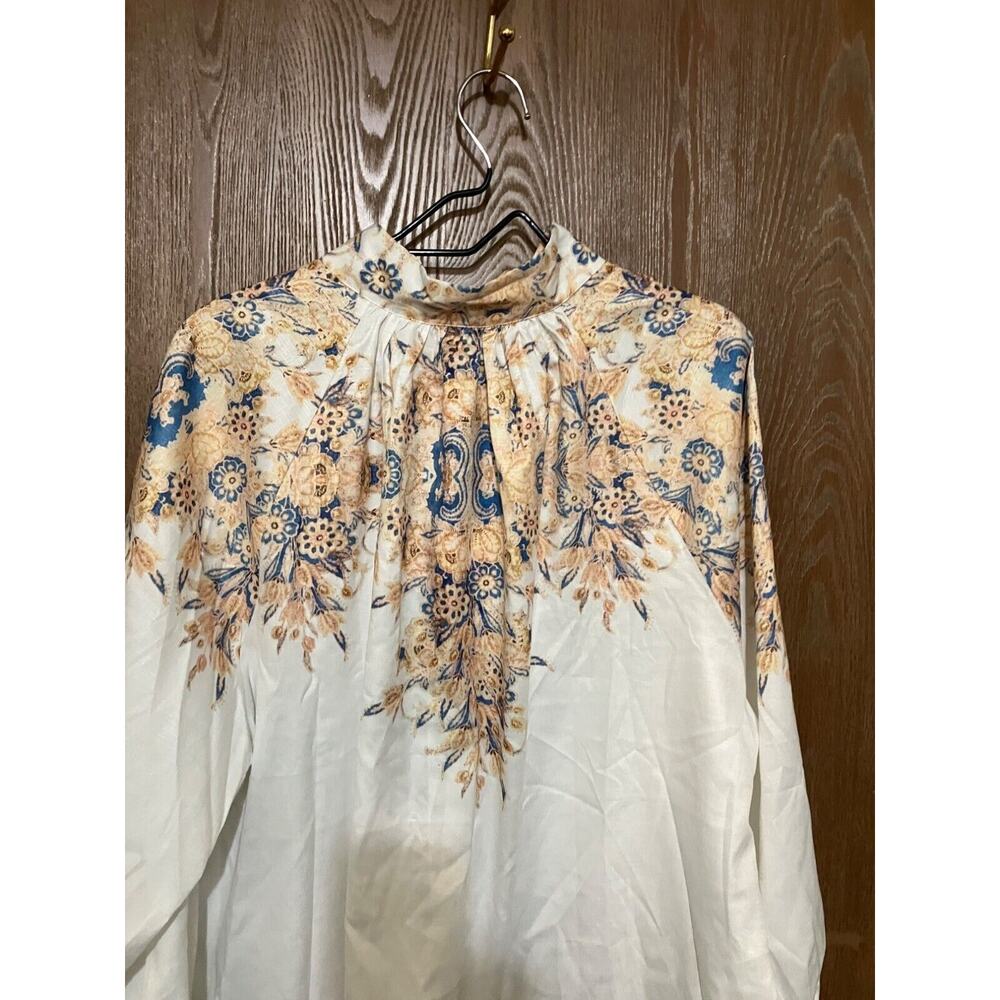L'ATISTE by Amy Button 1X Mandarin Collar Satin Printed Dress Blouse Brand New - Picture 5 of 16